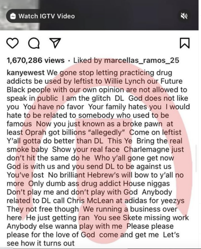 Kanye West, D.L. Hughley, Instagram, rant